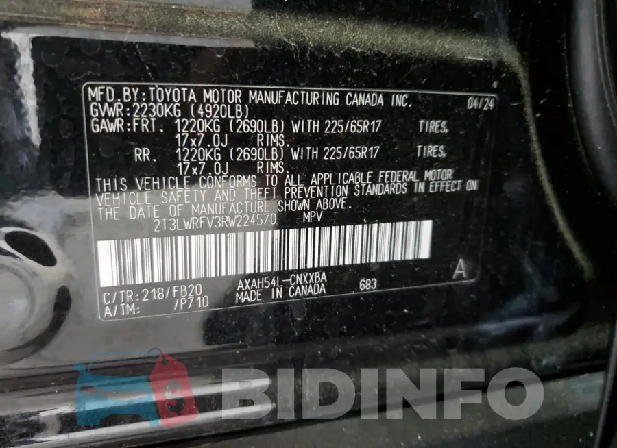 2T3LWRFV3RW224570 Photo# 13