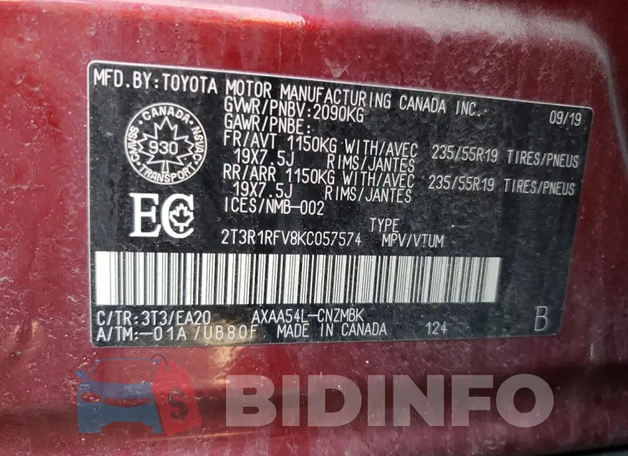 2T3R1RFV8KC057574 Photo# 14