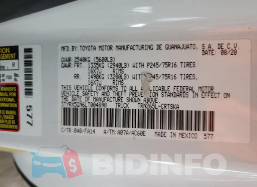 3TYRX5GN6LT004898 Photo# 12