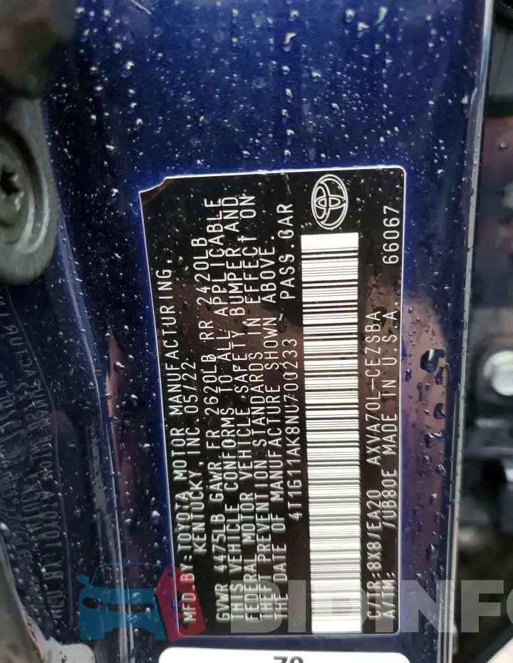 4T1G11AK8NU700233 Photo# 12