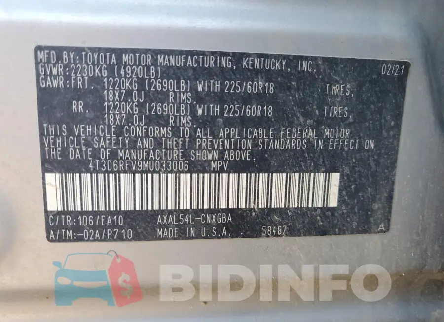 4T3D6RFV9MU033006 Photo# 14