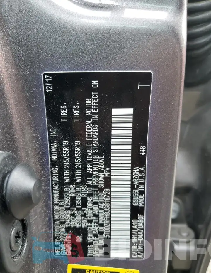 5TDDZRFH8JS818728 Photo# 14