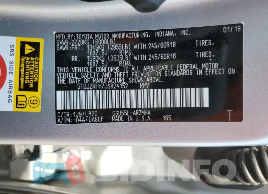 5TDJZRFH7JS824152 Photo# 14