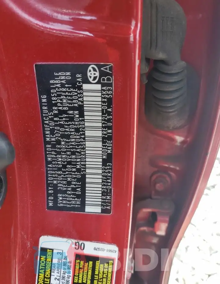 5YFBURHE5GP412061 Photo# 12