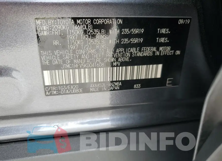 JTMC1RFV5KD041608 Photo# 14