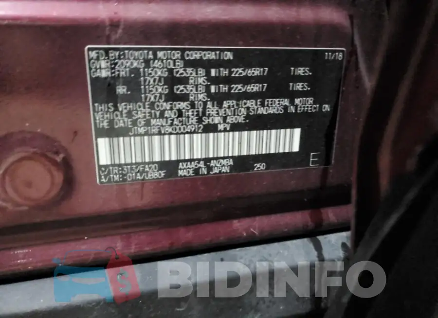 JTMP1RFV8KD004912 Photo# 14