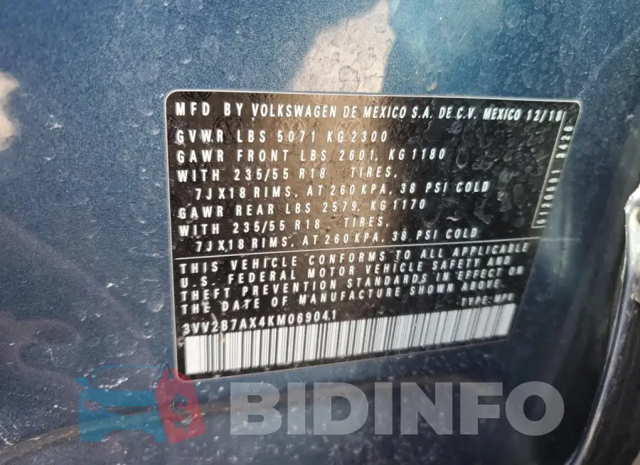 3VV2B7AX4KM069041 Photo# 14