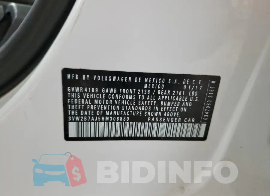 3VW2B7AJ5HM306880 Photo# 12