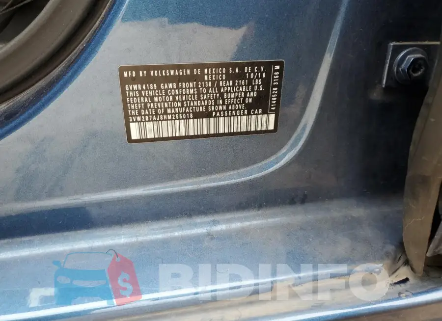 3VW2B7AJ8HM255018 Photo# 12