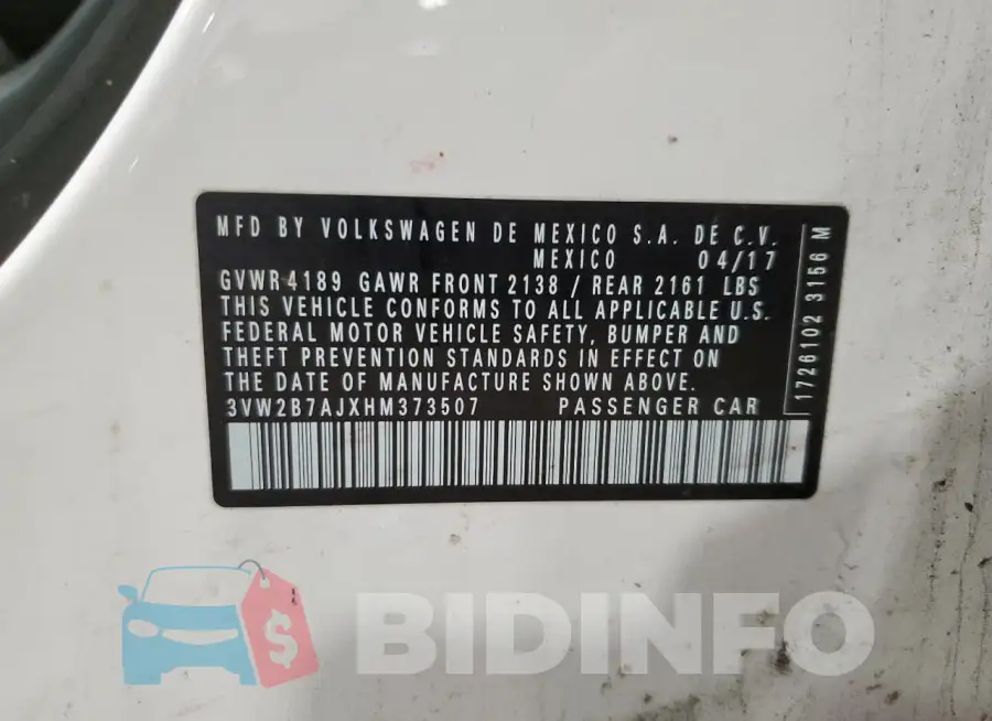 3VW2B7AJXHM373507 Photo# 12