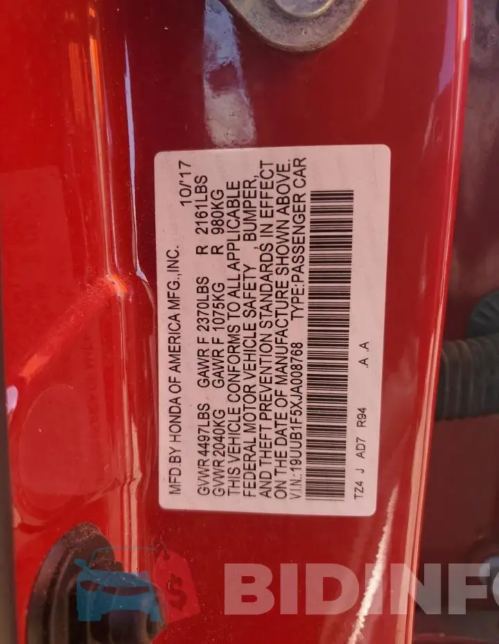 19UUB1F5XJA008768 Photo# 12