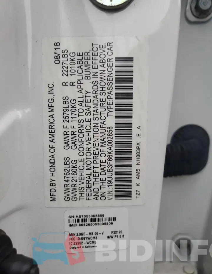 19UUB3F66KA002858 Photo# 12