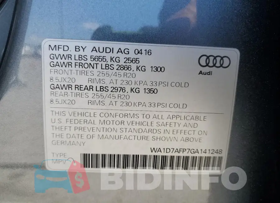 WA1D7AFP7GA141248 Photo# 14