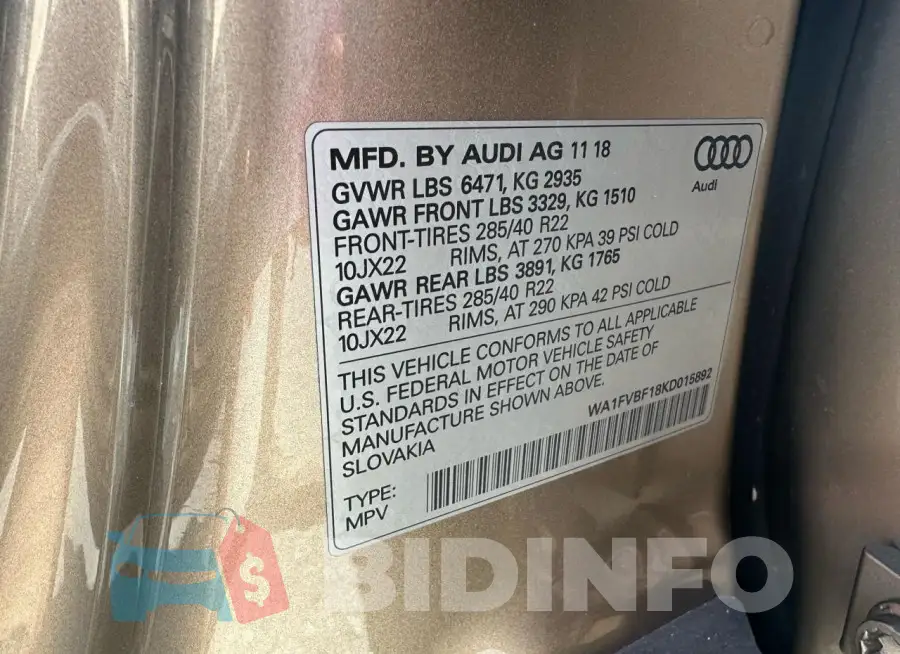 WA1FVBF18KD015892 Photo# 10