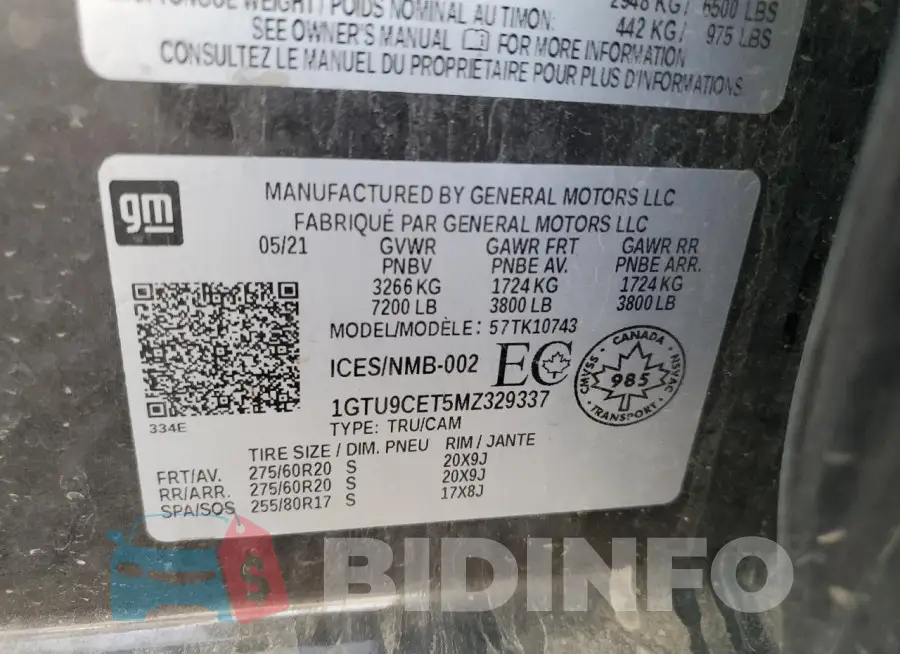 1GTU9CET5MZ329337 Photo# 12