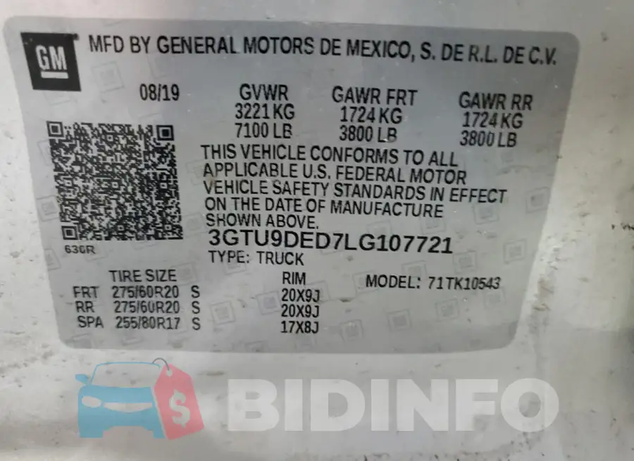 3GTU9DED7LG107721 Photo# 12
