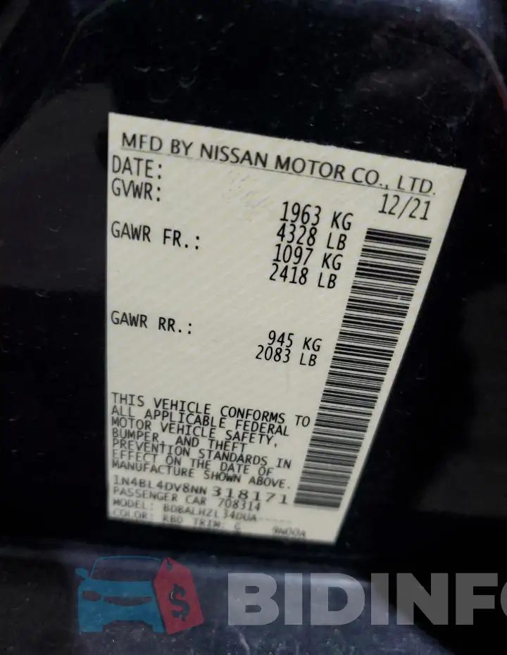 1N4BL4DV8NN318171 Photo# 12