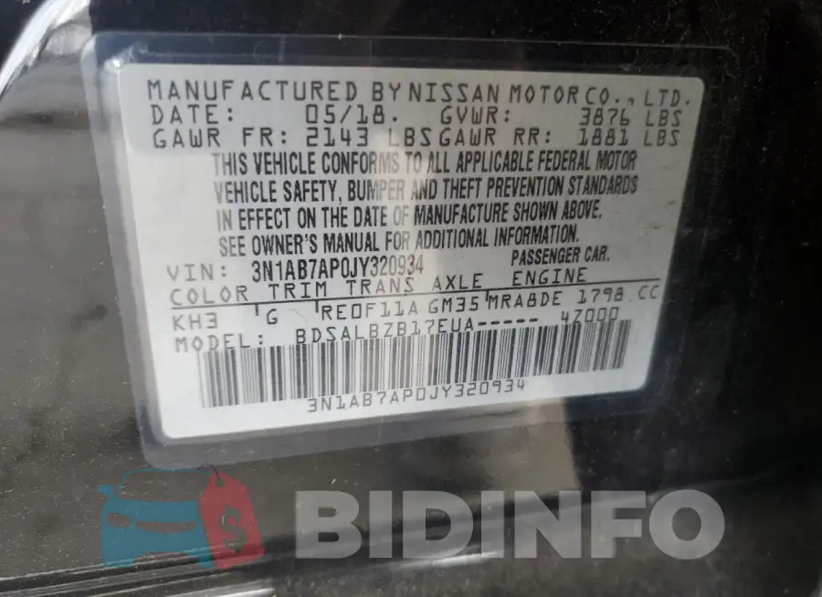 3N1AB7AP0JY320934 Photo# 12