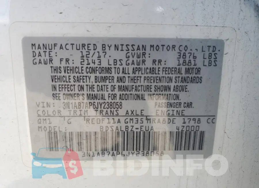 3N1AB7AP6JY238058 Photo# 13