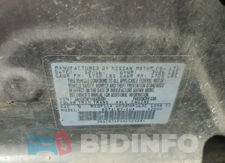 3N1CN7AP1HK425284 Photo# 12