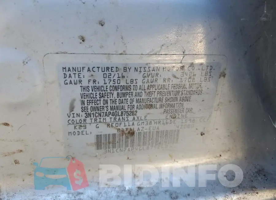 3N1CN7AP4GL875262 Photo# 12