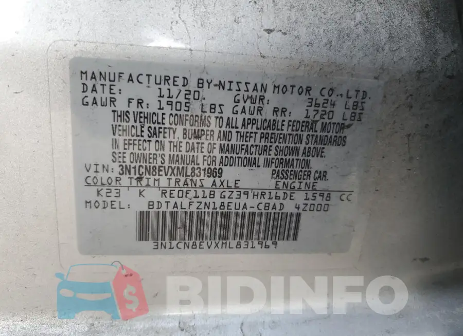 3N1CN8EVXML831969 Photo# 12