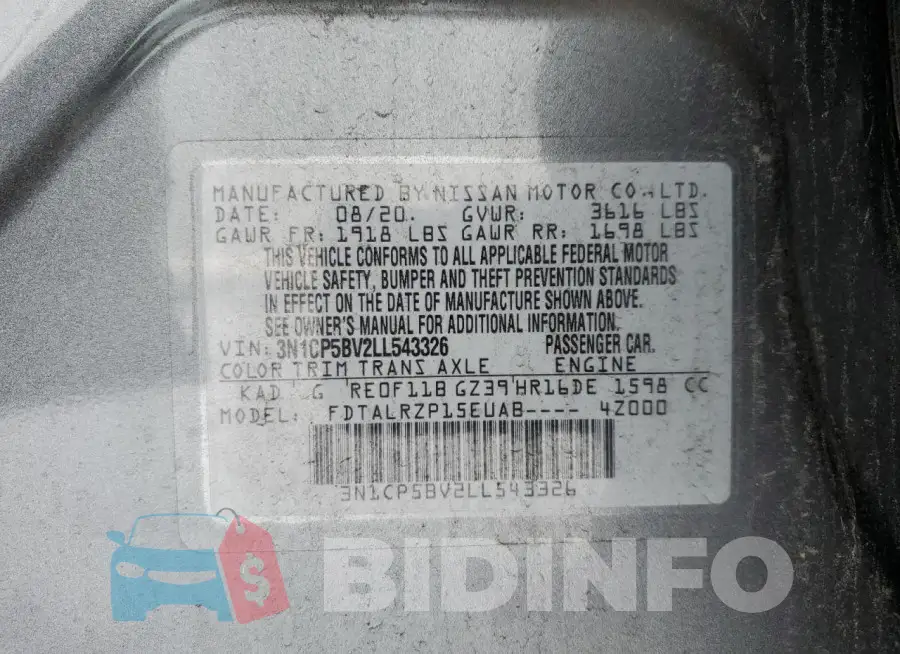 3N1CP5BV2LL543326 Photo# 12