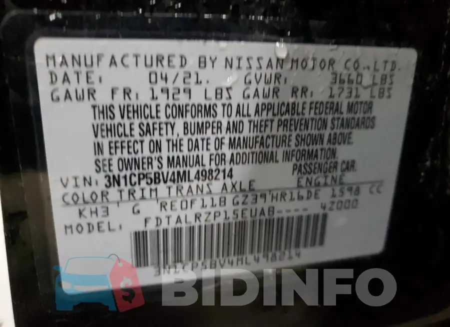 3N1CP5BV4ML498214 Photo# 13