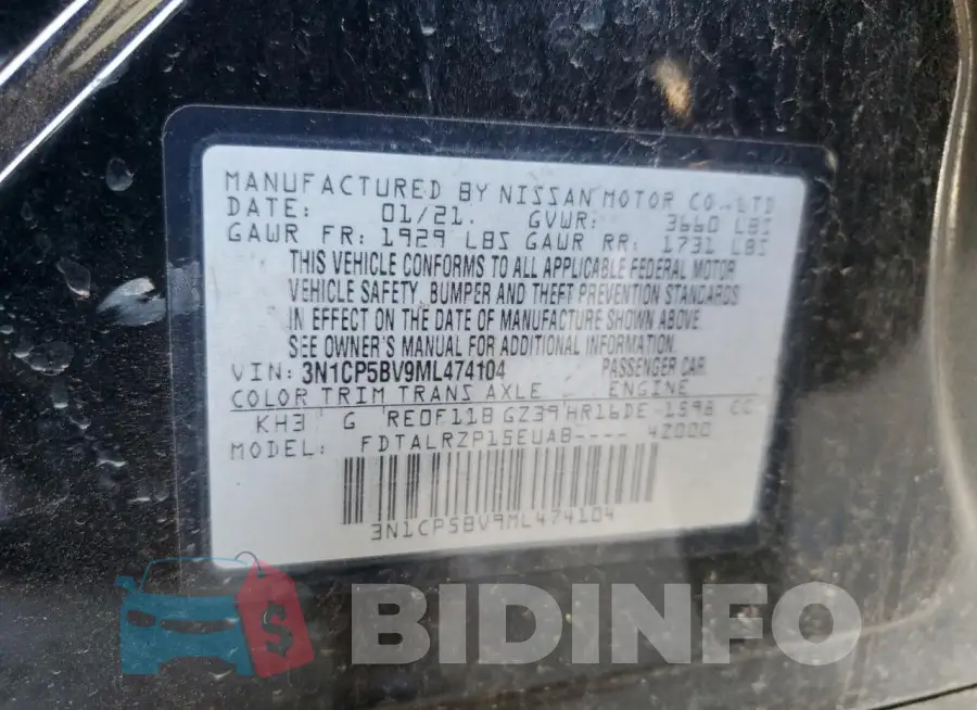 3N1CP5BV9ML474104 Photo# 12