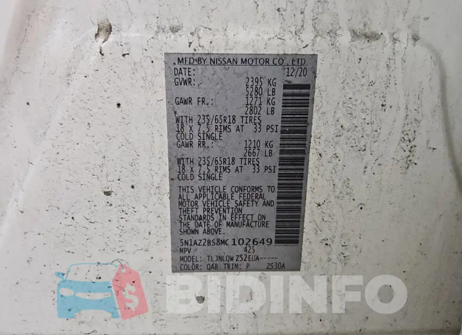 5N1AZ2BS8MC102649 Photo# 13