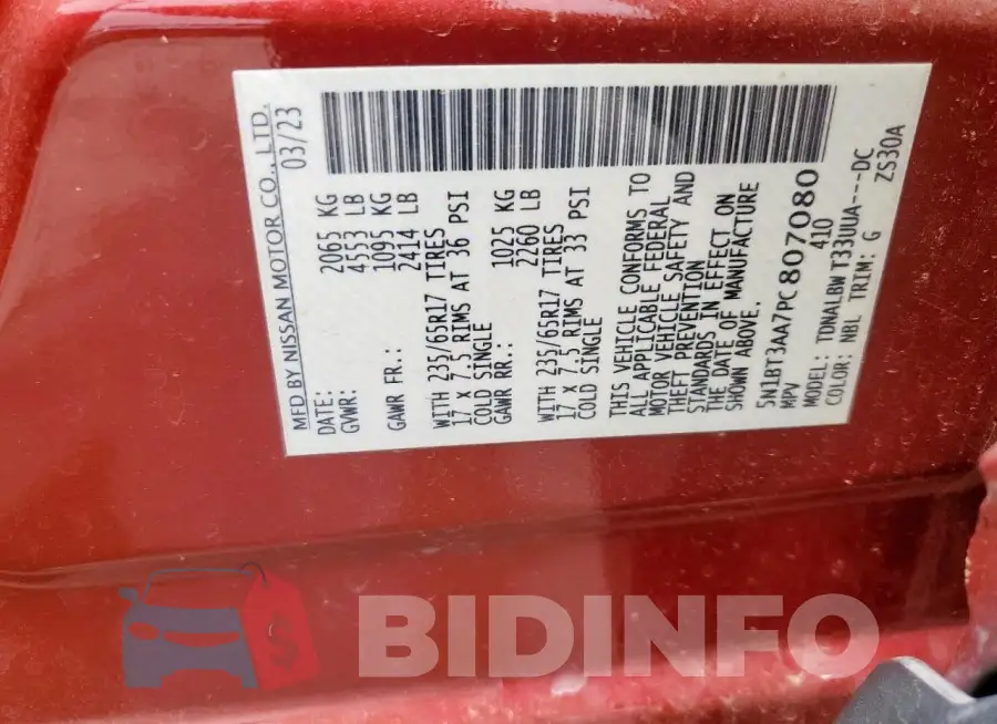5N1BT3AA7PC807080 Photo# 13