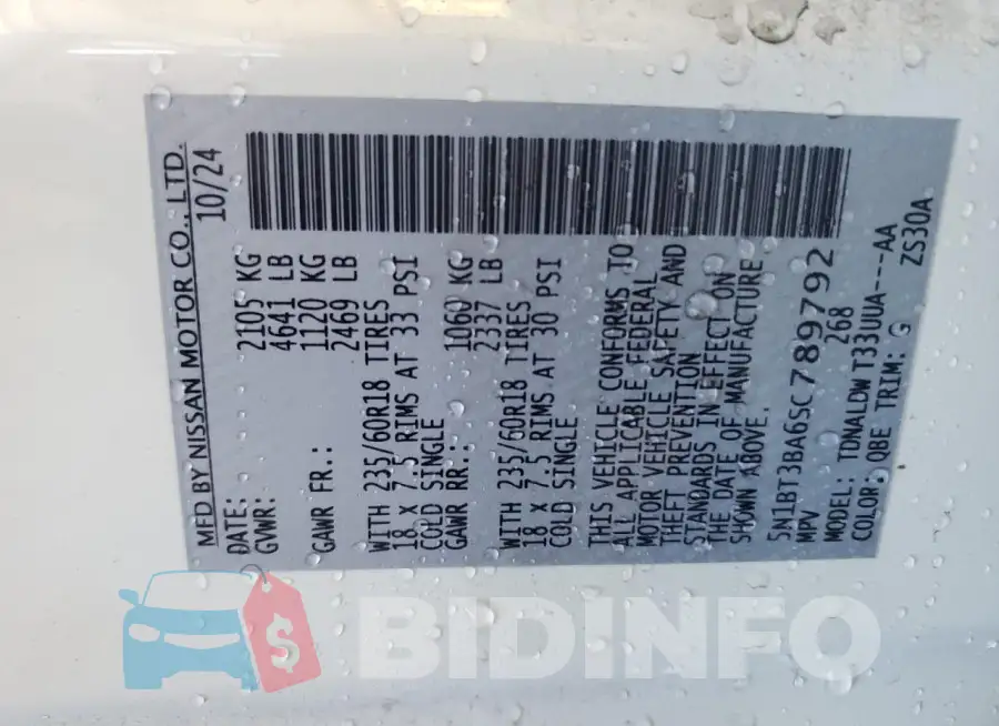 5N1BT3BA6SC789792 Photo# 14