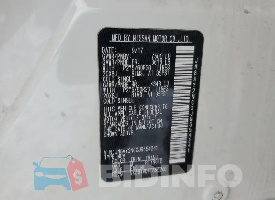 JN8AY2NCXJ9554241 Photo# 13