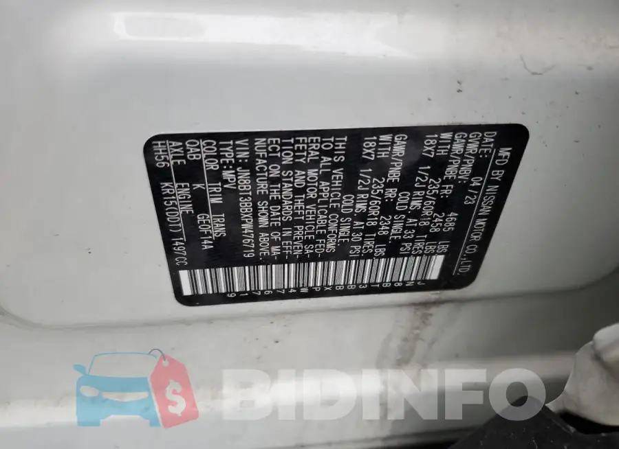 JN8BT3BBXPW476719 Photo# 13