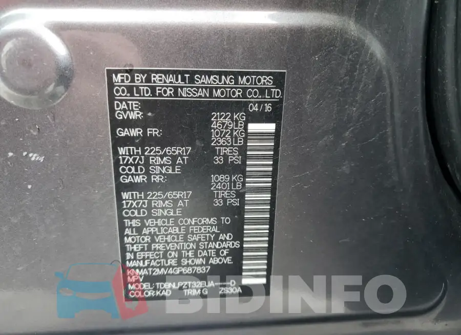 KNMAT2MV4GP687837 Photo# 13