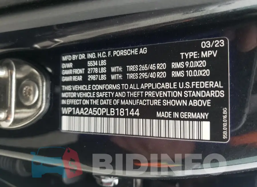 WP1AA2A50PLB18144 Photo# 13