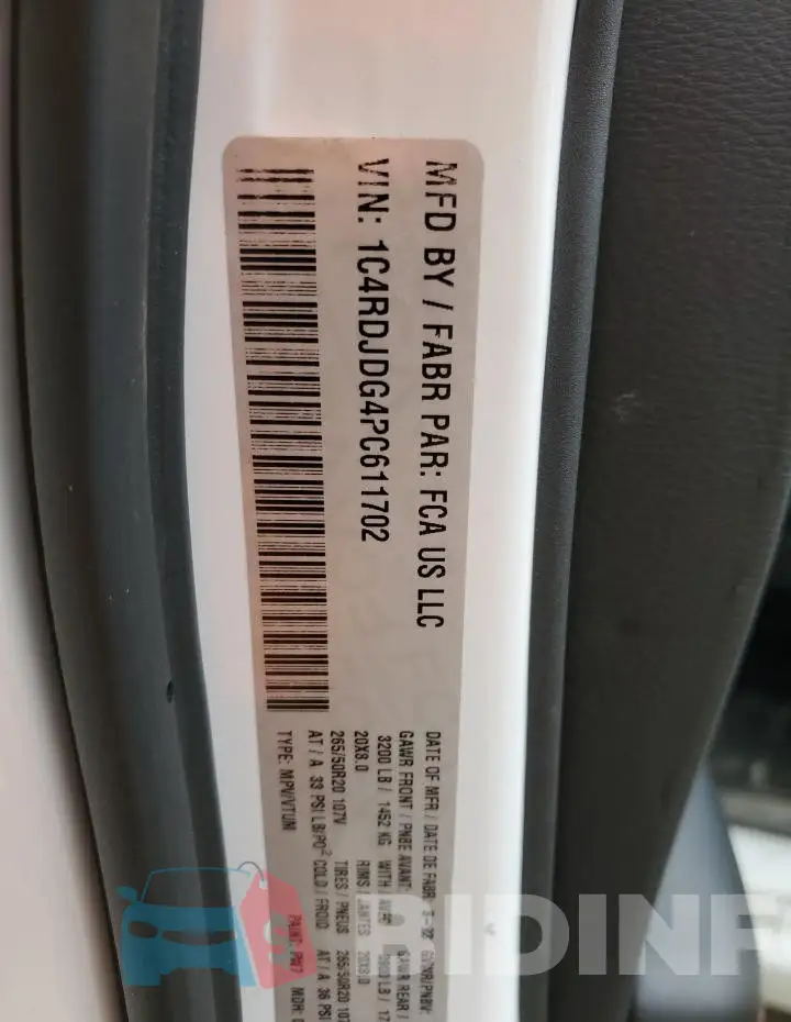 1C4RDJDG4PC611702 Photo# 14