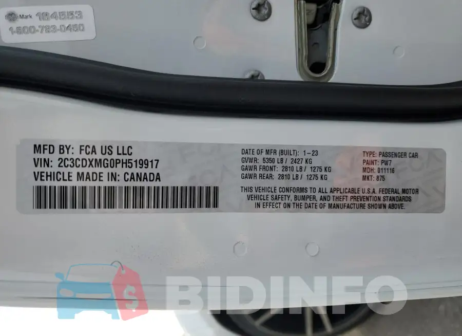 2C3CDXMG0PH519917 Photo# 12