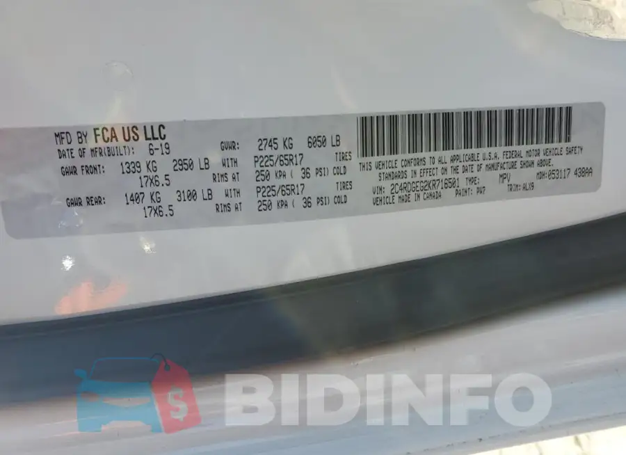 2C4RDGEG2KR716501 Photo# 13