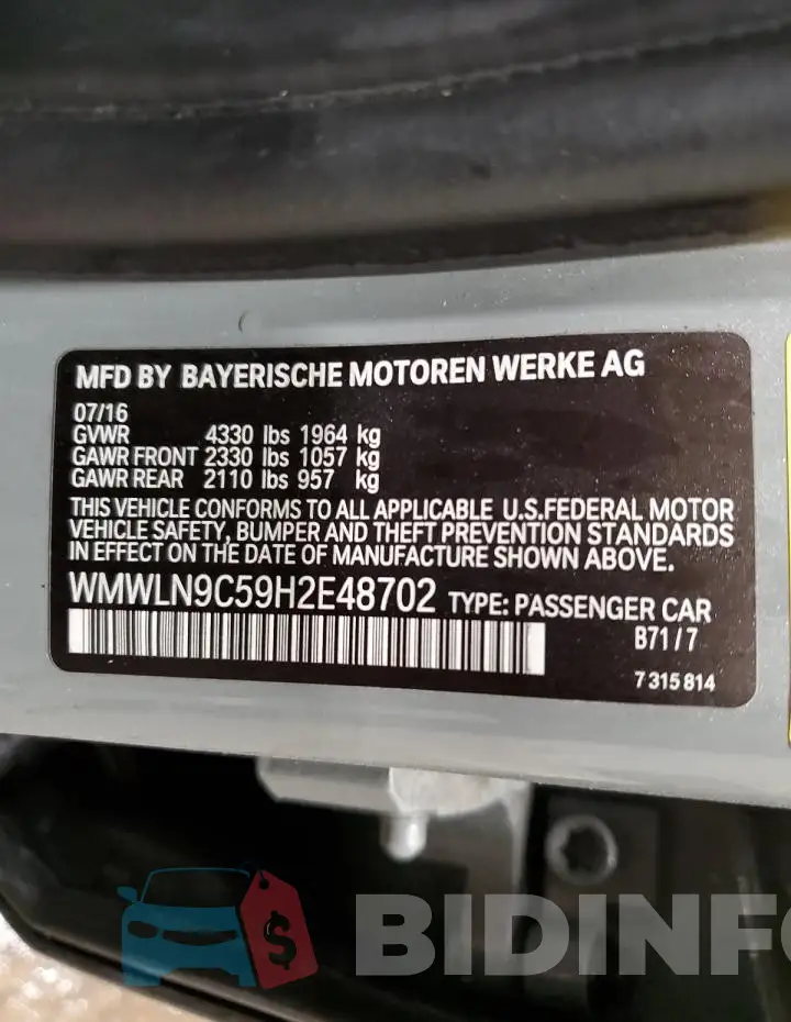 WMWLN9C59H2E48702 Photo# 13