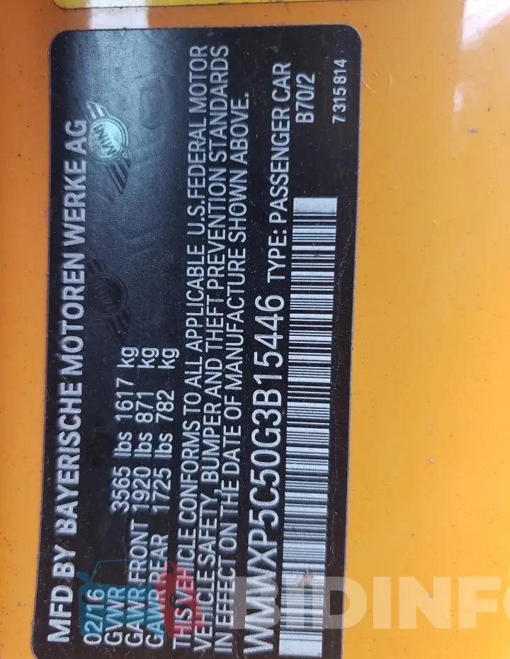 WMWXP5C50G3B15446 Photo# 13