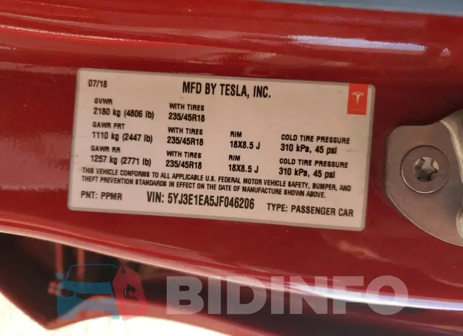5YJ3E1EA5JF046206 Photo# 12