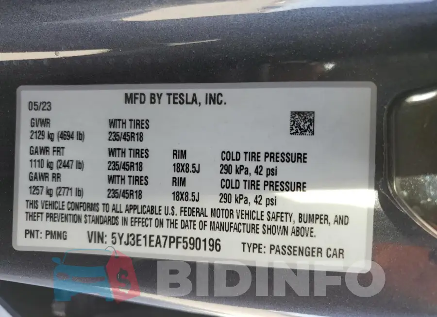 5YJ3E1EA7PF590196 Photo# 12