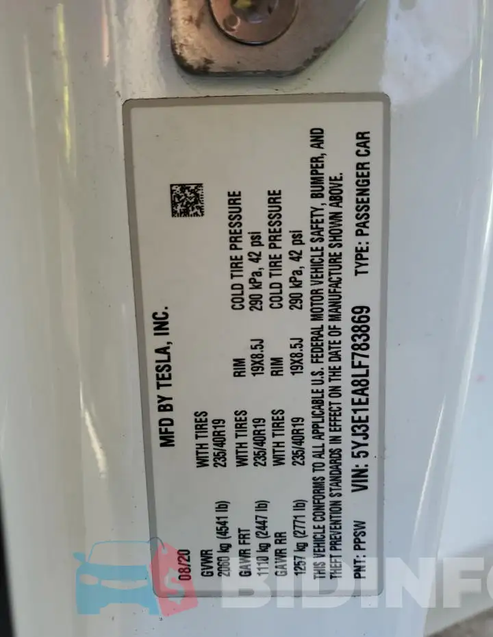 5YJ3E1EA8LF783869 Photo# 12