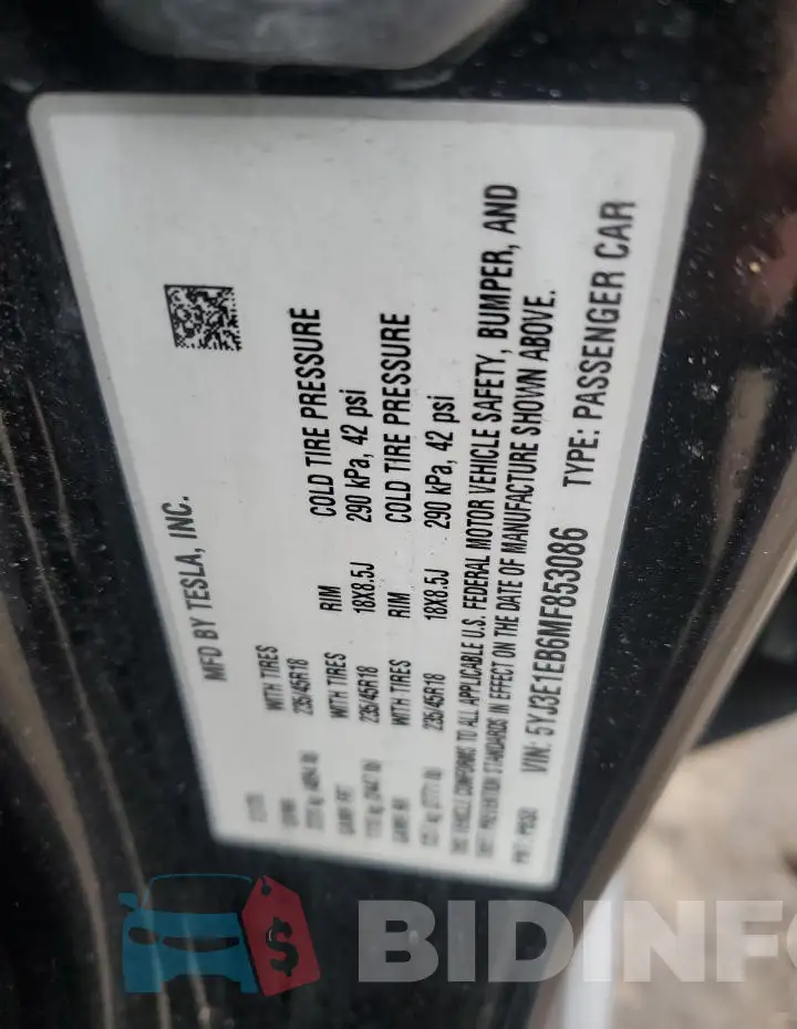5YJ3E1EB6MF853086 Photo# 13