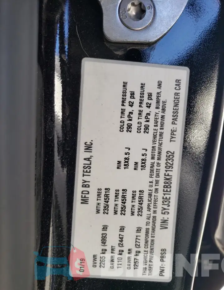 5YJ3E1EB8KF192352 Photo# 13