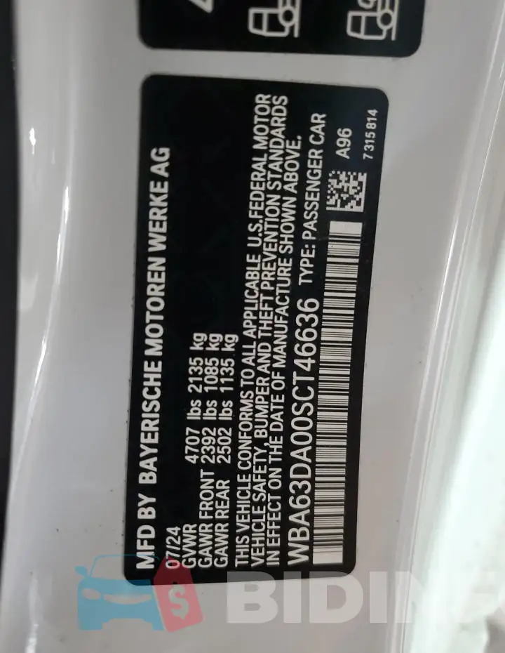 WBA63DA00SCT46636 Photo# 13