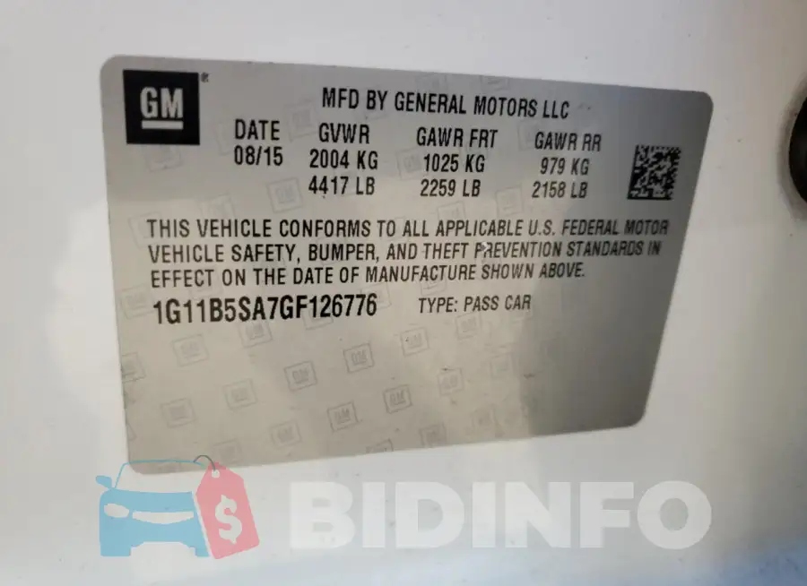 1G11B5SA7GF126776 Photo# 12
