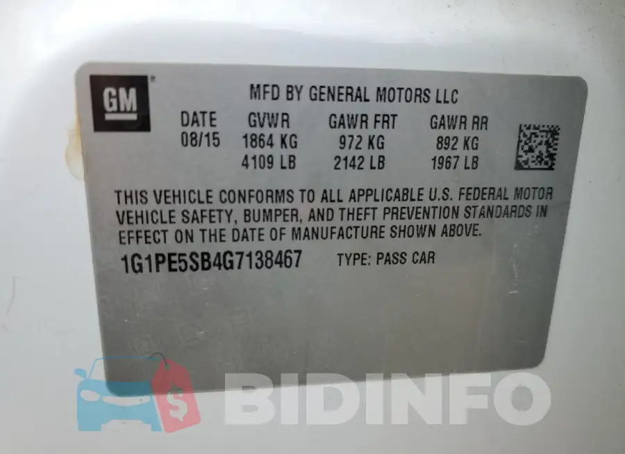 1G1PE5SB4G7138467 Photo# 12