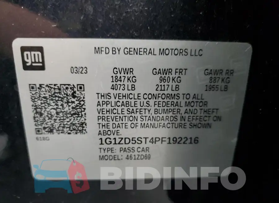 1G1ZD5ST4PF192216 Photo# 13